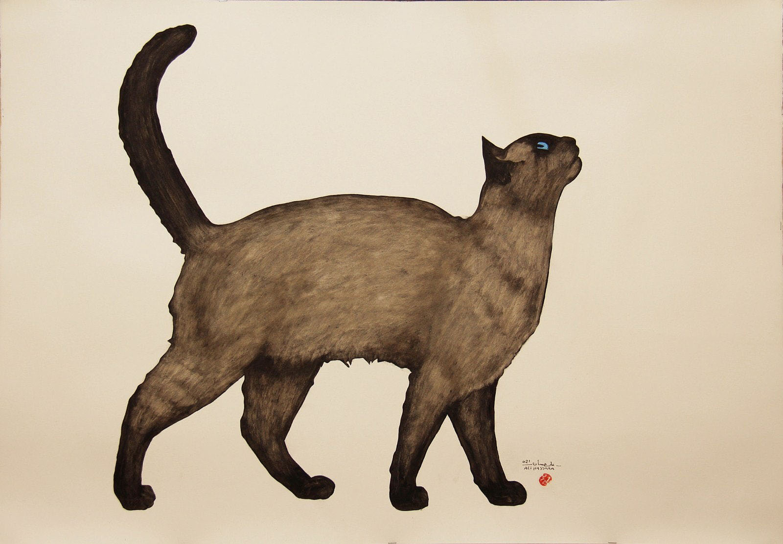 Cat study 4 (series) | 2021 | Oil on primed paper | 100 cm x 70 cm